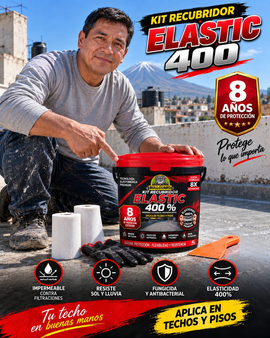 KIT RECUBRIDOR ELASTIC 400 + BROCHA + 2 MALLAS + ESPATULA + GUANTES F3